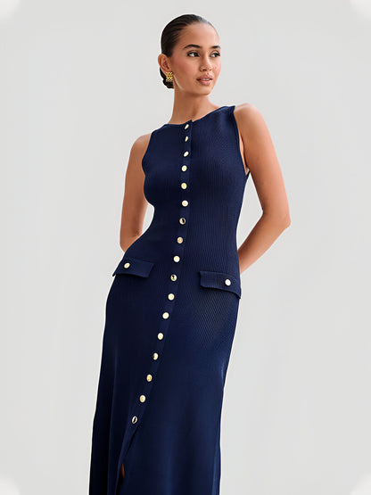 Thyra™ - Round Neck Sleeveless Long Dress